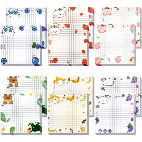 6 tyynyä Sticky Notes Itsekiinnittyvä kiinteä hedelmämuistilappu