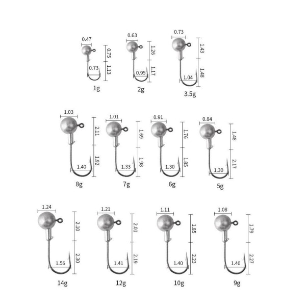 10 st/ set Blyhuvud Krok Jigging Bait 1G 1g