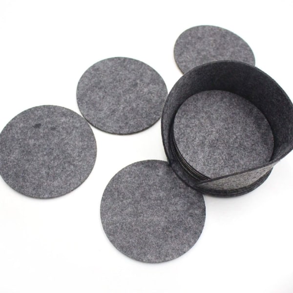 20 Stk Runde Filt Drink Coasters Krus Kopper Måtter Varmeisolering Deep Gray