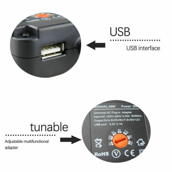 Multi Voltage AC/DC Power Adapter EU PLUG EU PLUG EU Plug