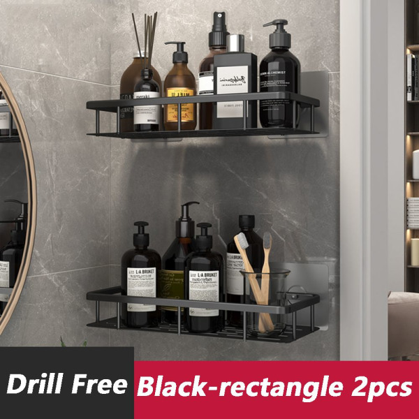 Hjørne Brusehylde Badekar Organiseringshylde SORT REKTANGEL black rectangle 2pcs