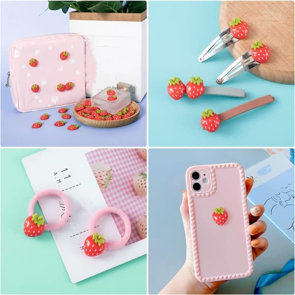 50 kpl Strawberry Flatback Charms Flatback Beads Mini Fruit