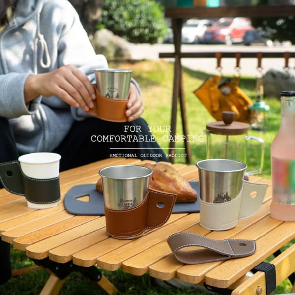 2ST Kaffemuggshållare Koppfodral LJUSBRUN light brown