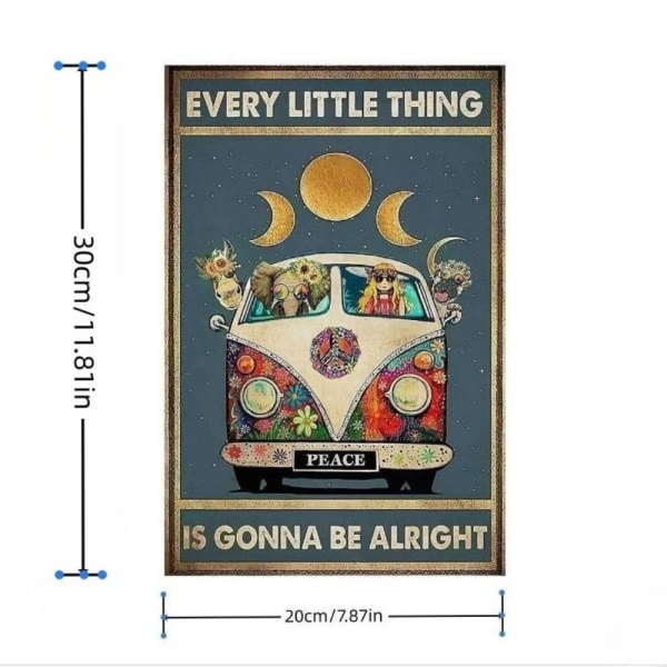 Vintage Hippie-plakat Hver lille ting kommer til å gå bra