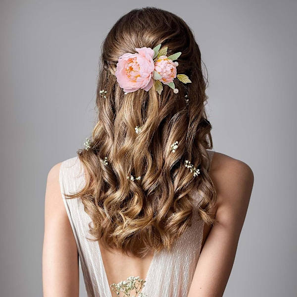 Flower Hair Clip Pearl Blomsterhårnåle GRØN Green