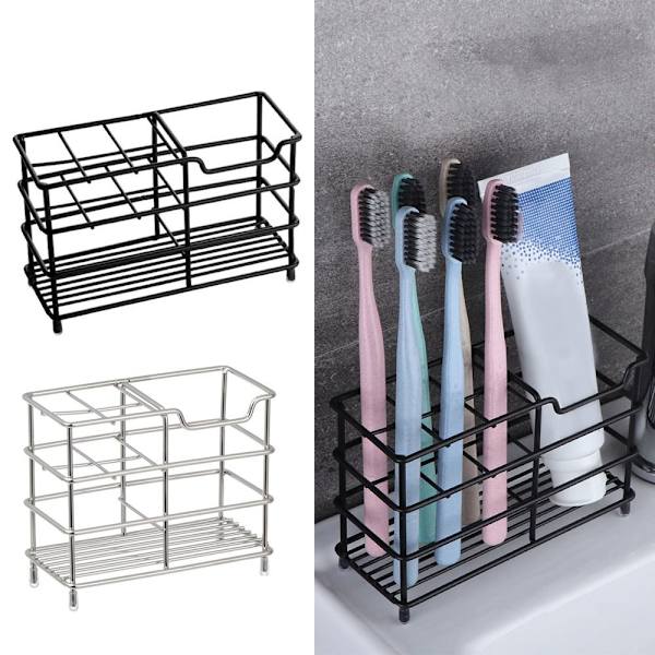 Tandbørsteholder Opbevaringsstativ SORT 6 GRID black