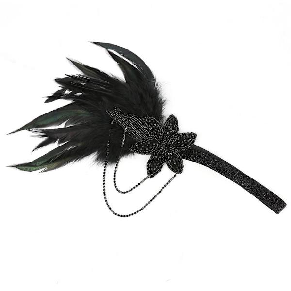 Black Feather Pannebånd Hårtilbehør Flapper Hodestykke