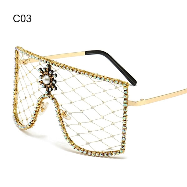 Rhinestone Mesh Glasses Y2K Solbriller C03 C03 C03