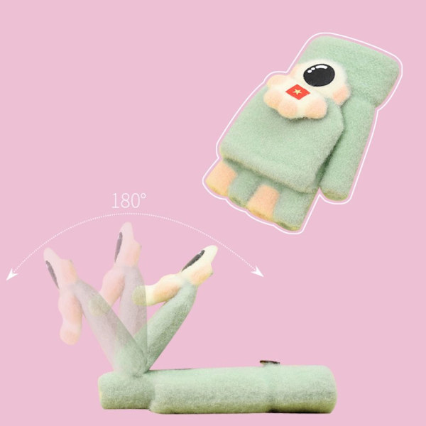 Sarjakuva Knitted Gloves Kids Flip Cover Gloves GRAY gray
