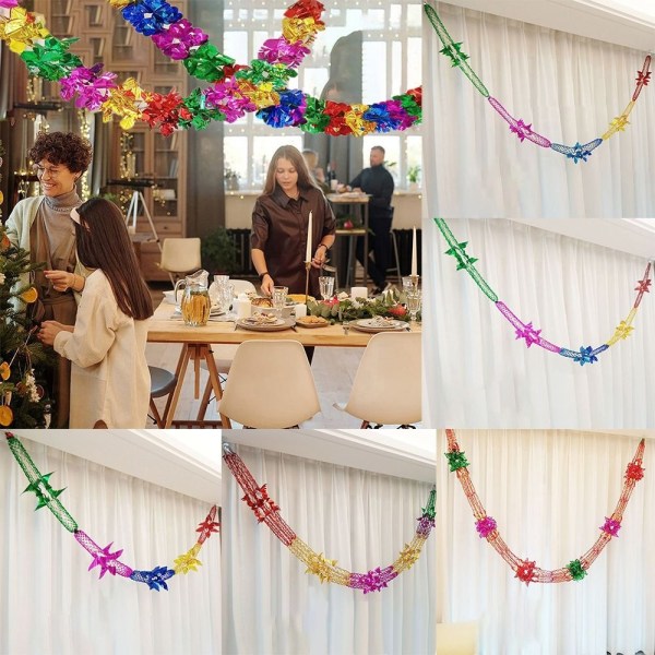 2/4/8 st metallfolie girland takkrans B-2,8M 4ST B-2,8M B-2.8m 4Pcs