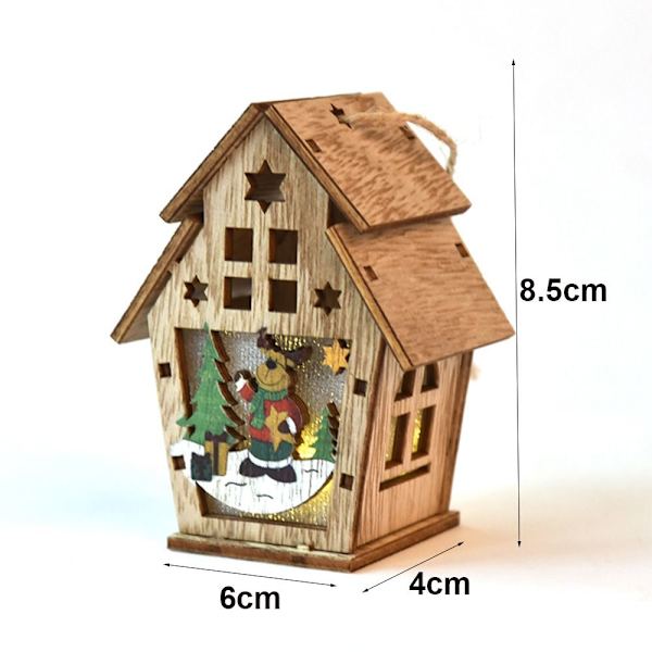 2ST Christmas Luminous Cabin Luminous Trähus ENKELTAK Single Roof Snowman