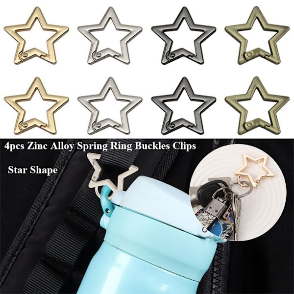 4stk Spring Ring Spænder Karabinhage SORT Black