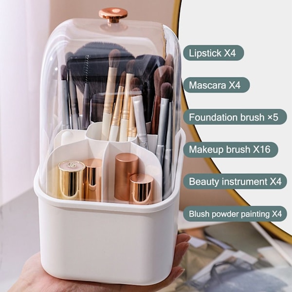 Makeup Brush Oppbevaringsboks Børsteholder HVIT MED LOKK MED LOKK white with lid-with lid