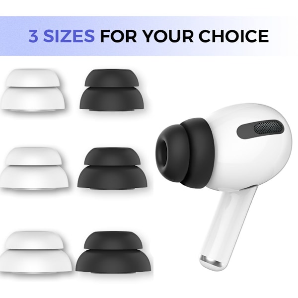6 stk silikone ørepropper til Air Pods Pro hvid