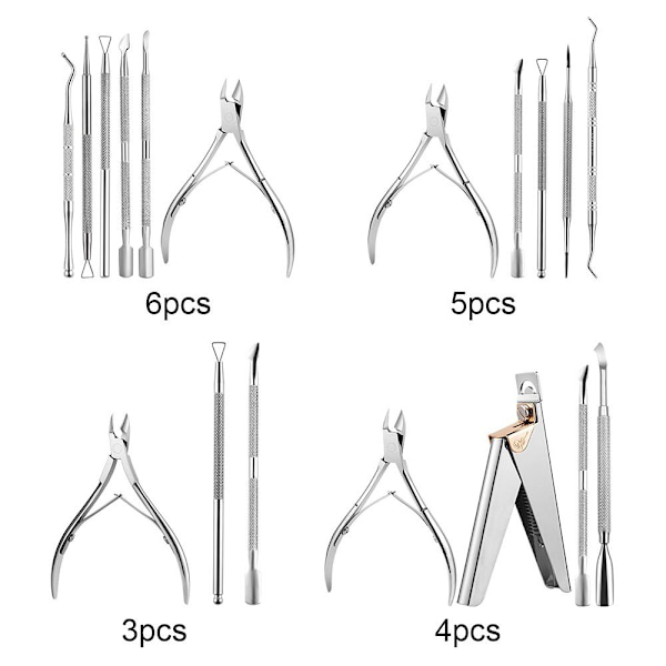 Cuticle Pusher Dead Skin Push Remover 6 kpl 6 kpl 6pcs