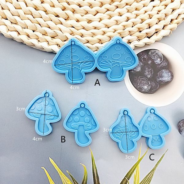 4 stk Svampe Resin Forme Nøglering Silikone Silikone Resin