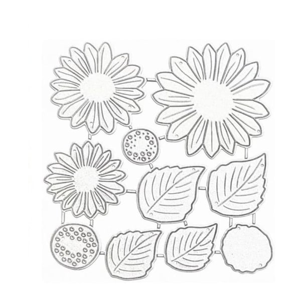 10 STK Solsikkeramme Die Cuts Metall Blomster Blader Die-Cuts