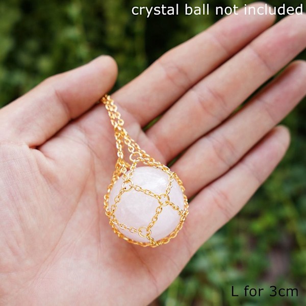 Crystal Holder Cage Necklace Crystal Net Metal Necklace GOLD L Gold L