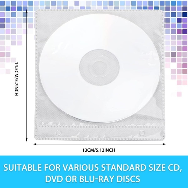 200 stk CD Sleeves Disc Sleeves Refill Disc Holder White 200pcs-200pcs