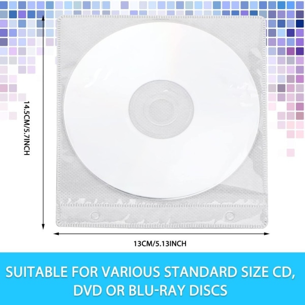 200st CD Sleeves Disc Sleeves Refill Disc Hållare White 200pcs-200pcs