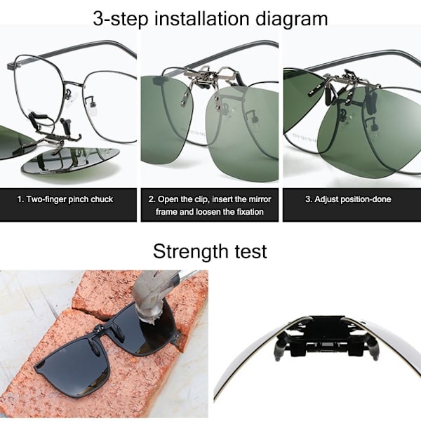 Clip-On polariserade solglasögon Flip-up solglasögon för Dark Green