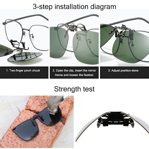 Clip-On polariserede solbriller Flip-up solbriller til Dark Green