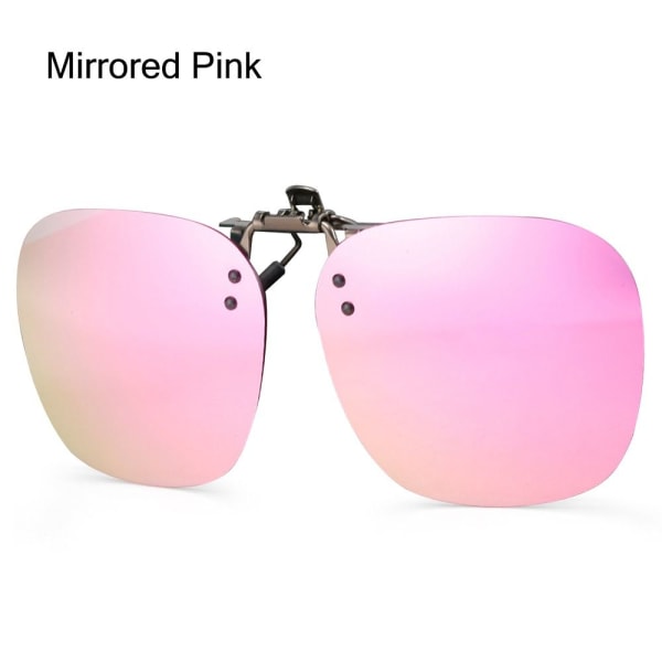 Clip-On polariserade solglasögon Flip-up solglasögon för Mirrored Pink