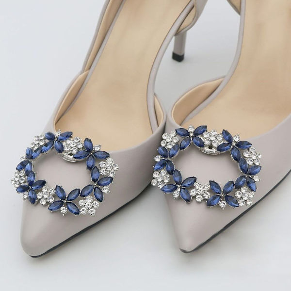 Rhinestone Shoe Clip Shiny Dekorativ Clip GRÅ Grey