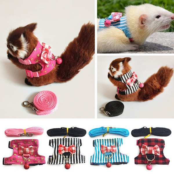 Stripe Kjæledyr Bryststropp Bowtie Selevest RØD M M Red M-M