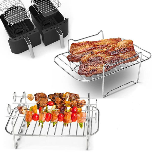 Luftfrityrkurv i rustfritt stål med dobbel kurvgrill for Ninja