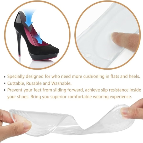 1 par Invisible Shoe Insoles High Heel Inserts Gel Cushion