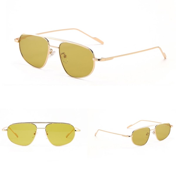 Retro solglasögon för kvinnor Irregular Square Frame GOLD-TEA Gold-Tea