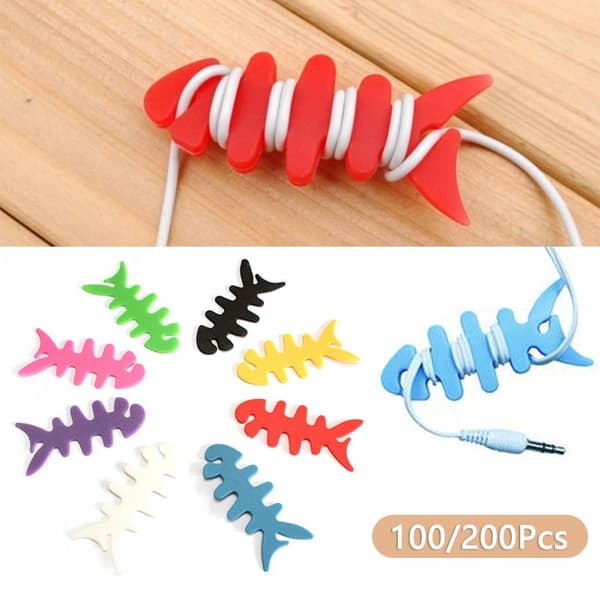 100/200 stk Fishbone Cable Organizer Headset Cord Manager L100Pcs