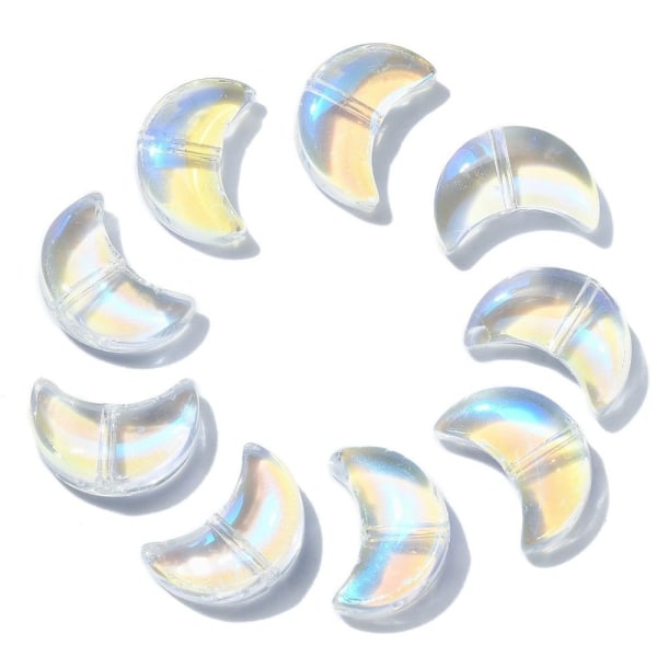 100st Moon Shapes Beads Glaspärlor Clear AB Color Beads