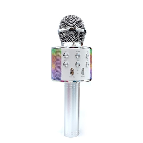 Langaton karaokemikrofoni Bluetooth kaiutin SILVER silver