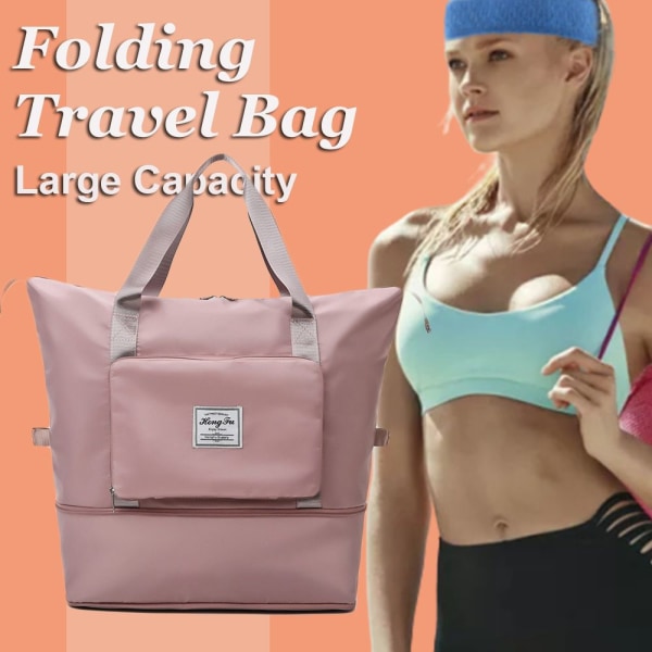 Stor kapacitet fällbar resväska Kvinnor resväskor Pink