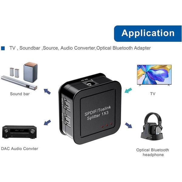 Digital optisk lydsplitter SPDIF Toslink optisk fiberutgang