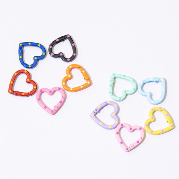 5 st Spring Heart Ring Spännen Karbinhake 3 3 3