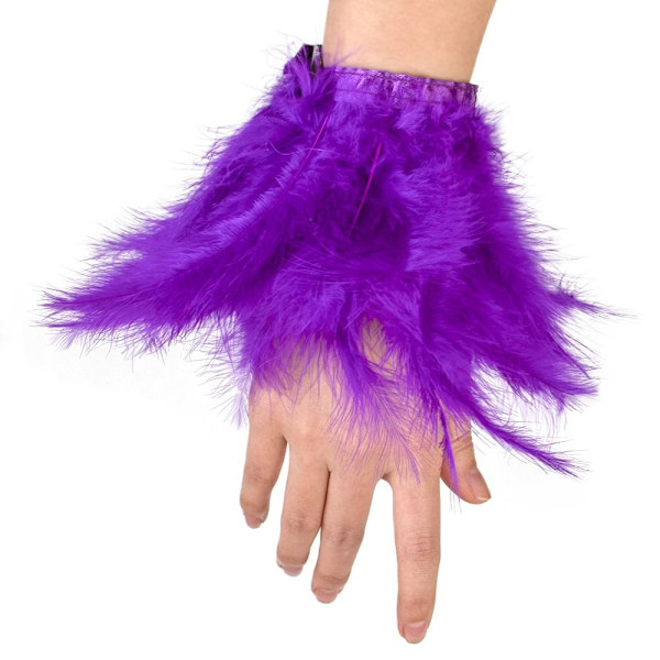 Fjer Slap Armbånd Pels Slap Band Armbånd SORT Black