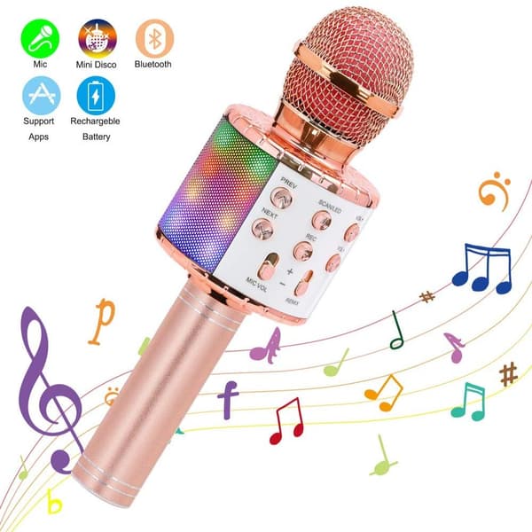 Trådløs Karaoke Mikrofon Bluetooth Høyttaler SØLV silver