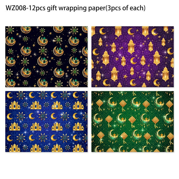 Presentpapper Muslimskt presentpapper Presentpapper 12pcs