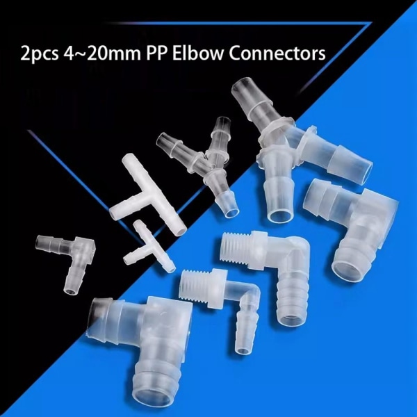 2 stk PP Albueforbindelser Akvarium Tank Fittings 7,9MM LIGE 7.9mmStraight