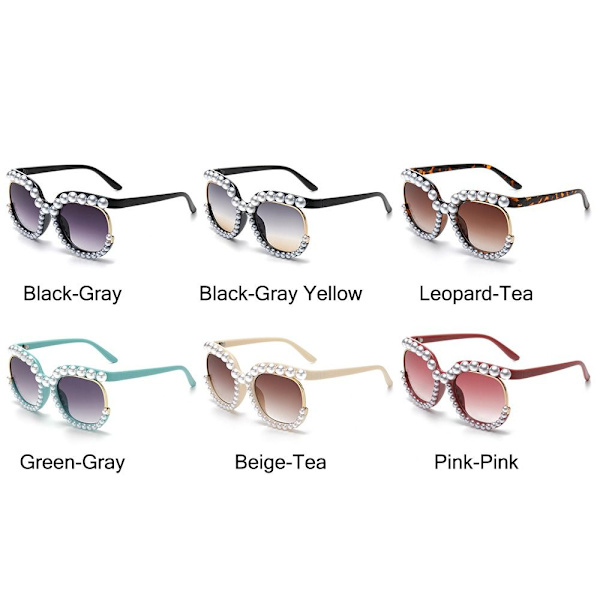 Pearl Sunglassesf eller Women's Party Briller PINK-ROSA Pink-Pink