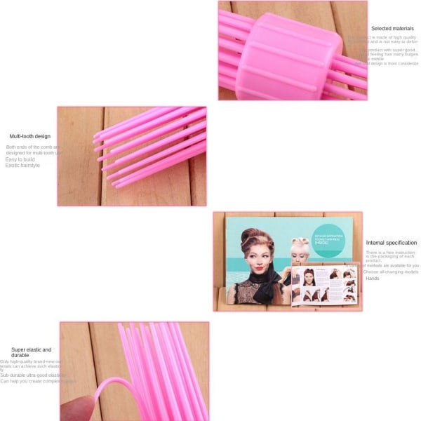 Hair Curling Roll Comb Gentle Curls Tool ROSA pink