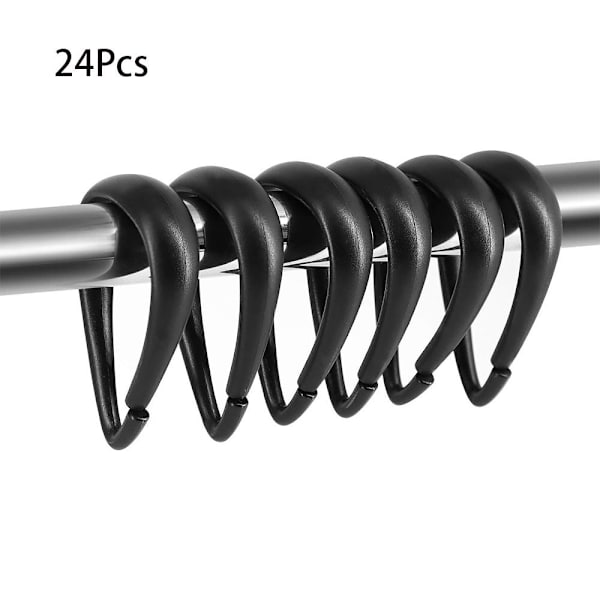 24 Stk Badeforhængskroge Badeforhængsringe Badeforhæng Black 24 Pcs-24 Pcs