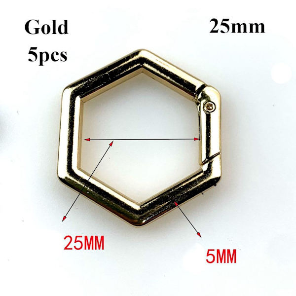 5stk Fjær Hexagon-Ring Spenner Karabin SORT 32MM Black 32mm
