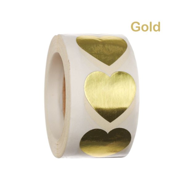 500 st Love Heart Shaped Seal Labels Sticker GULD gold