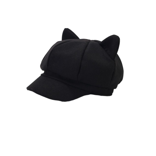 Cat's Ears Hat Beret Hat SVART Black