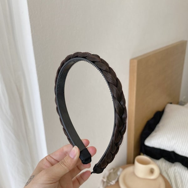 Hårbåge Peruk Fläta Pannband KAFFE tjock tjock Coffee Thick-Thick