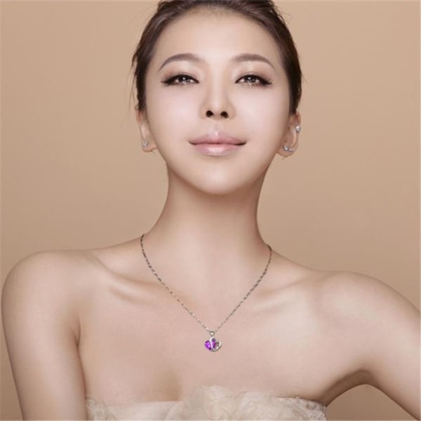 Halsband Hjärta Birthstone LILA purple